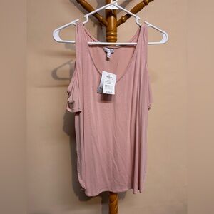 Women’s Love Fire Blush Pink Cold-Shoulder Tank Top Size Medium
